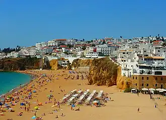 The city of Albufeira with the Fishermen's Beach