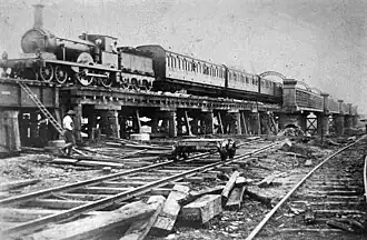 Albury Mail train on the viaduct in Wagga Wagga