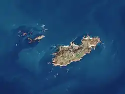 Satellite image of the island of Alderney