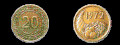 20 centimes, minted in 1972, an overflowing cornucopia depicting the theme of agricultural revolution