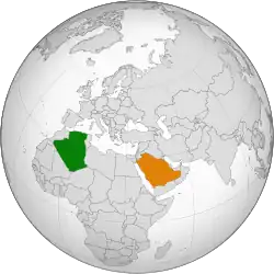 Map indicating locations of Algeria and Saudi Arabia