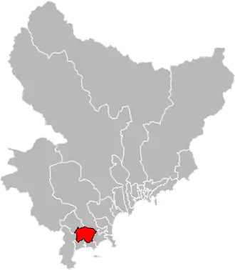 Situation of the canton of Le Cannet in the department of Alpes-Maritimes