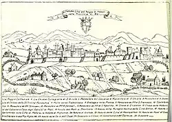 Lithograph depicting Altamura, taken from Cesare Orlandi's book Delle città d'Italia e sue isole adjacenti compendiose notizie (1770)