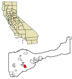 Location of Jackson in Amador County, California.