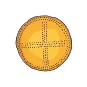 Amber disc with sun cross symbol (illustration)