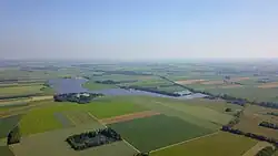 Aerial view of the solar power farm at the site in 2018