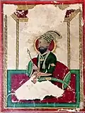 Historical painting of Guru Gobind Singh dressed in chola