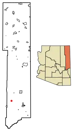 Location of Vernon in Apache County, Arizona.
