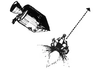 The CDR and LMP transfer back to the CM with their material samples, then the LM ascent stage is jettisoned, to eventually fall out of orbit and crash on the surface.