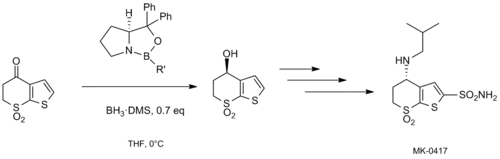 CBS reduction of sulfone in MK-0417 synthesis