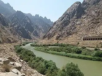 Aras river at Nurduz, the border post between Iran and Armenia