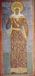 Fresco of Saint Olga at the Archangel Cathedral in Moscow.