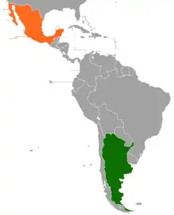 Map indicating locations of Argentina and Mexico