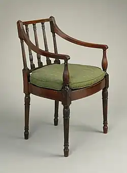 Armchair; possibly by Ephraim Haines; 1805–1815; mahogany and cane; height: 84.77 cm, width: 52.07 cm; Los Angeles County Museum of Art