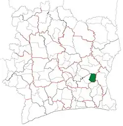 Location in Ivory Coast. Arrah Department has retained the same boundaries since its creation in 2009.