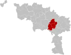 Location of the arrondissement in Hainaut