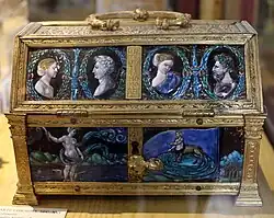 Casket in Renaissance painted Limoges enamel