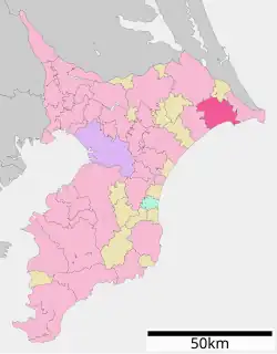 Location of Asahi in Chiba Prefecture