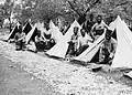 French colonial troops from Madagascar resting outside tents in their camp, October 1917, Salonika front.