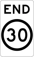 (R4-12) End of 30 km/h Speed Limit