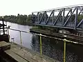The swing aqueduct in open position. At this point transit through the Manchester Ship Canal is possible