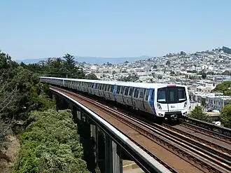 BART train in southern San Francisco