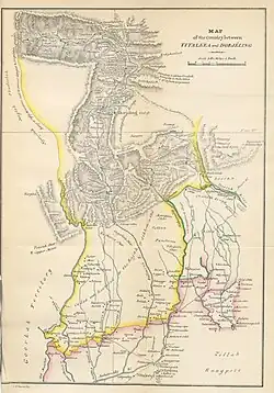 1838 map of country between Titaleea and Darjeeling