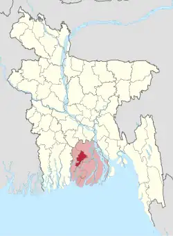 Location of Jhalokati in Bangladesh