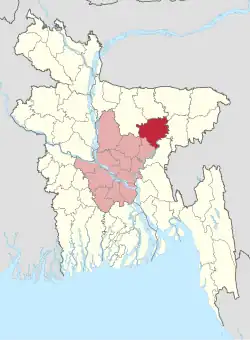 Location of Kishoreganj in Bangladesh