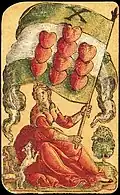 Banner of Hearts from a 48-card, German-suited, German pattern pack dating to c. 1545