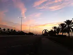 The main street of Badayea city, view at night