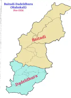 Darchula as a part of Baitadi sub-district of Mahakali (Baitadi-Dadeldhura) district (before 1956)