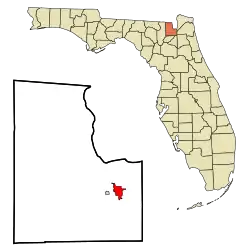 Location in Baker County and the state of Florida
