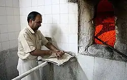 View from inside a bakery.