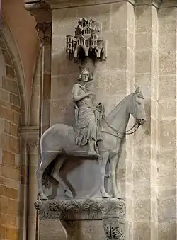 The Bamberg Horseman 1237, near life-size stone equestrian statue, the first of this kind since antiquity.