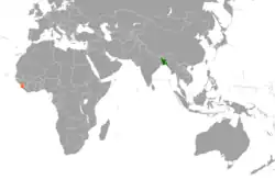 Map indicating locations of Bangladesh and Sierra Leone