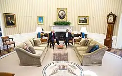 Barack Obama meeting with Donald Trump in the Oval Office