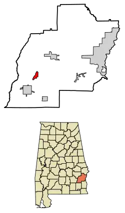 Location of Louisville in Barbour County, Alabama.