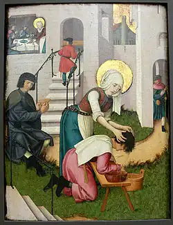 Verena of Zurzach; the patron saint of sick and lepers, among other things.