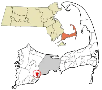 Location in Barnstable County and the state of Massachusetts.
