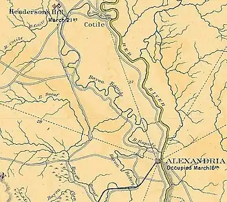 Sepia toned map shows the area between Alexandria and Henderson's Hill.