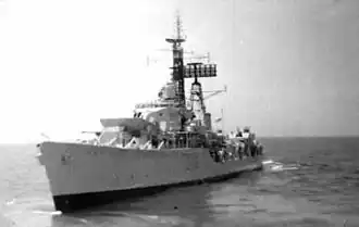 HMS Battleaxe (D118), a Weapon-class destroyer, after aircraft direction conversion