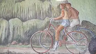 Bicyclists in Golden Gate Park (south end of east wall)