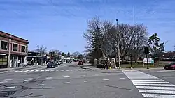 The intersection of Beacon and Centre Streets, with Newton Centre Green on the left
