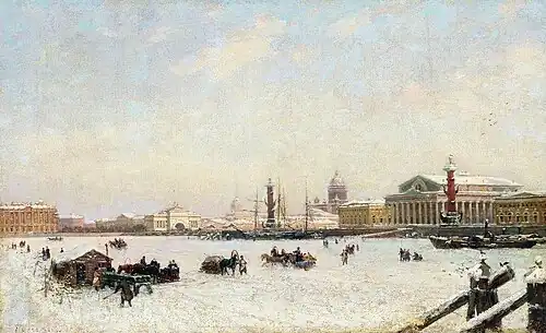 "Petersburg in winter". Painting by A. K. Beggrov, 1898