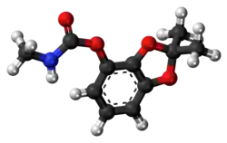 Ball-and-stick model of the bendiocarb molecule