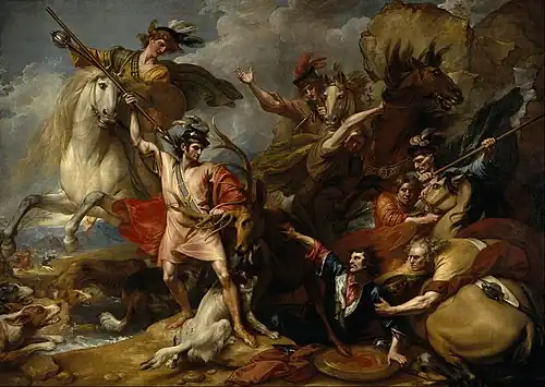 Alexander III of Scotland Rescued from the Fury of a Stag by the Intrepidity of Colin Fitzgerald, 1786