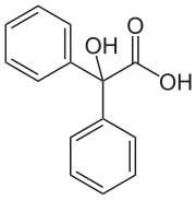 Skeletal formula of benzilic acid