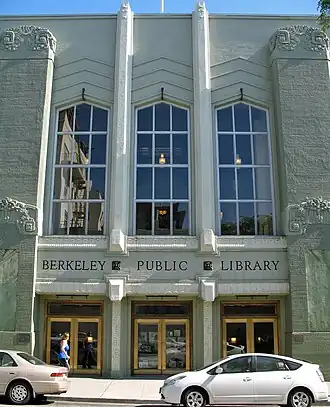 The facade of the Berkeley Public Library
