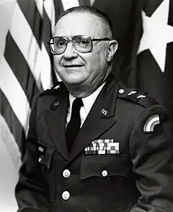 1985 black and white head and shoulders photo of Major General Bernard G. Ehrlich in dress uniform
